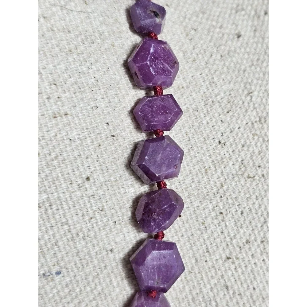 Purple Amethyst Faceted Nugget Bead Necklace Natural Gemstone Boho Statement. - Picture 5 of 7